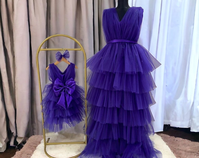 Princess Purple Mother Daughter Matching Formal Dress MGD104 main image 0