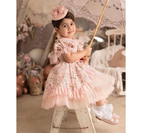 Baby Girl White Vintage Charm Lace Dress - Pink Princess