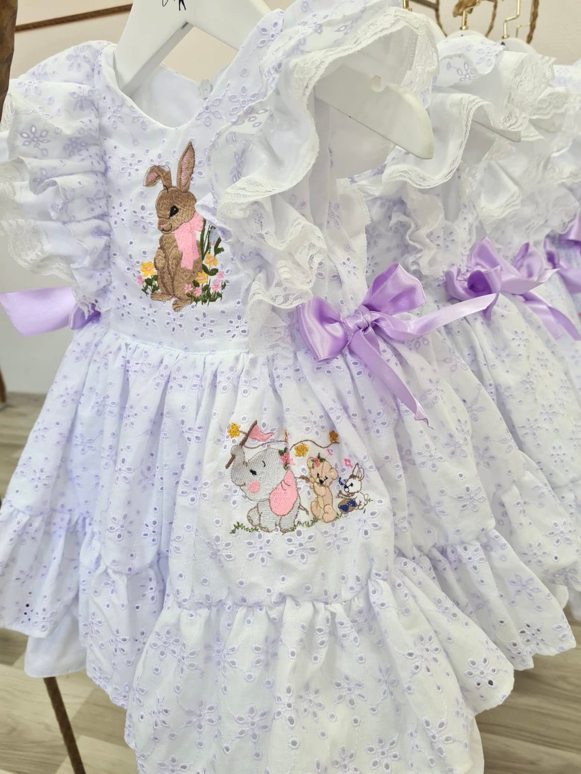Girl Easter Dress Baby Girls Kids Bunny Embroidery Easter Etsy