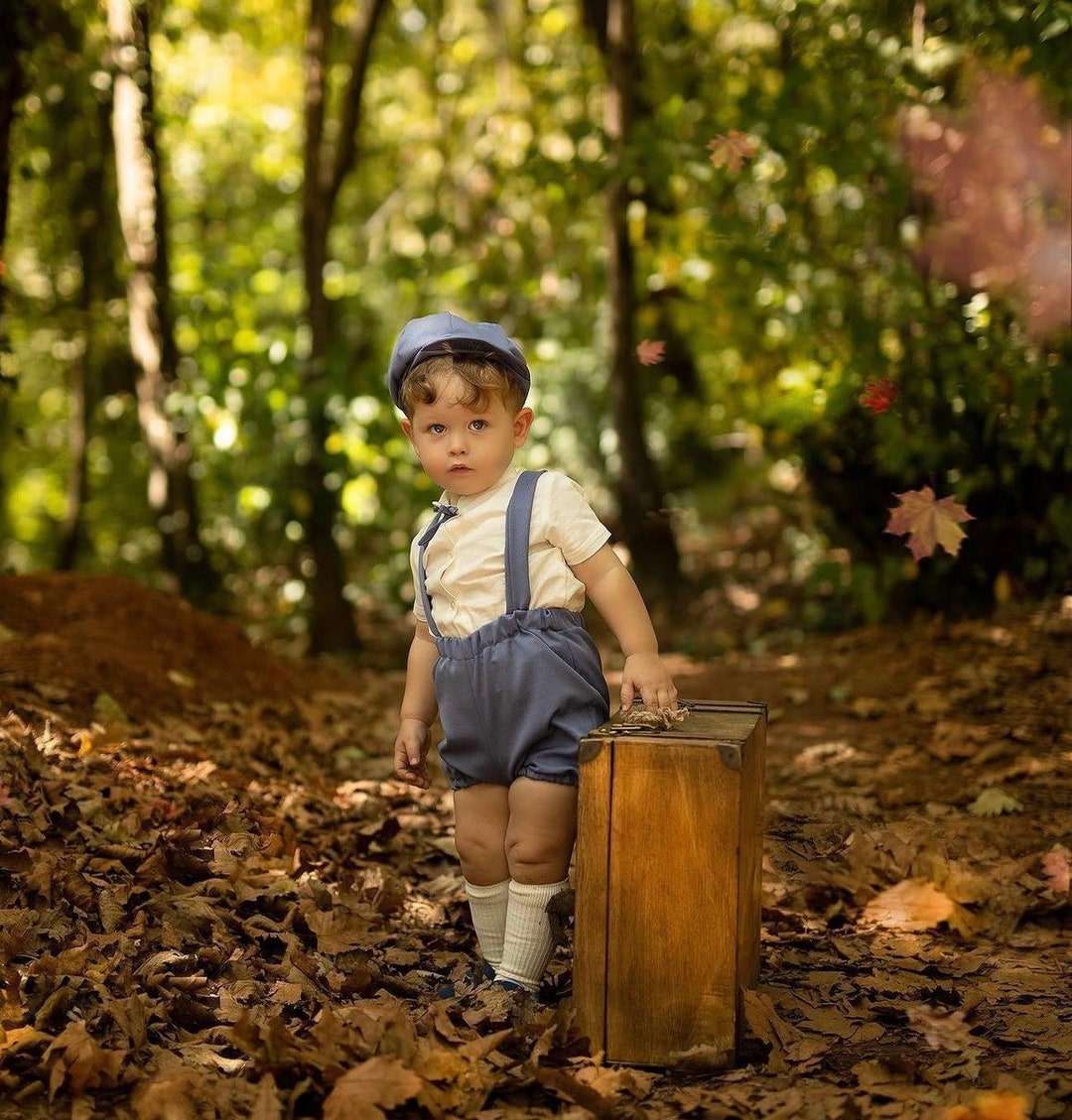 Retro Style Baby Boy's Birthday Blue Suit Outfit Set With Etsy