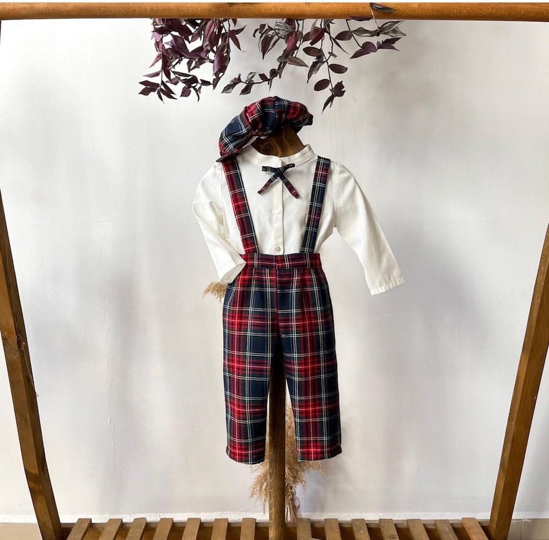 Super Cute Retro Syle Boys Plaid Christmas Outfit, Baby Boys, Christmas