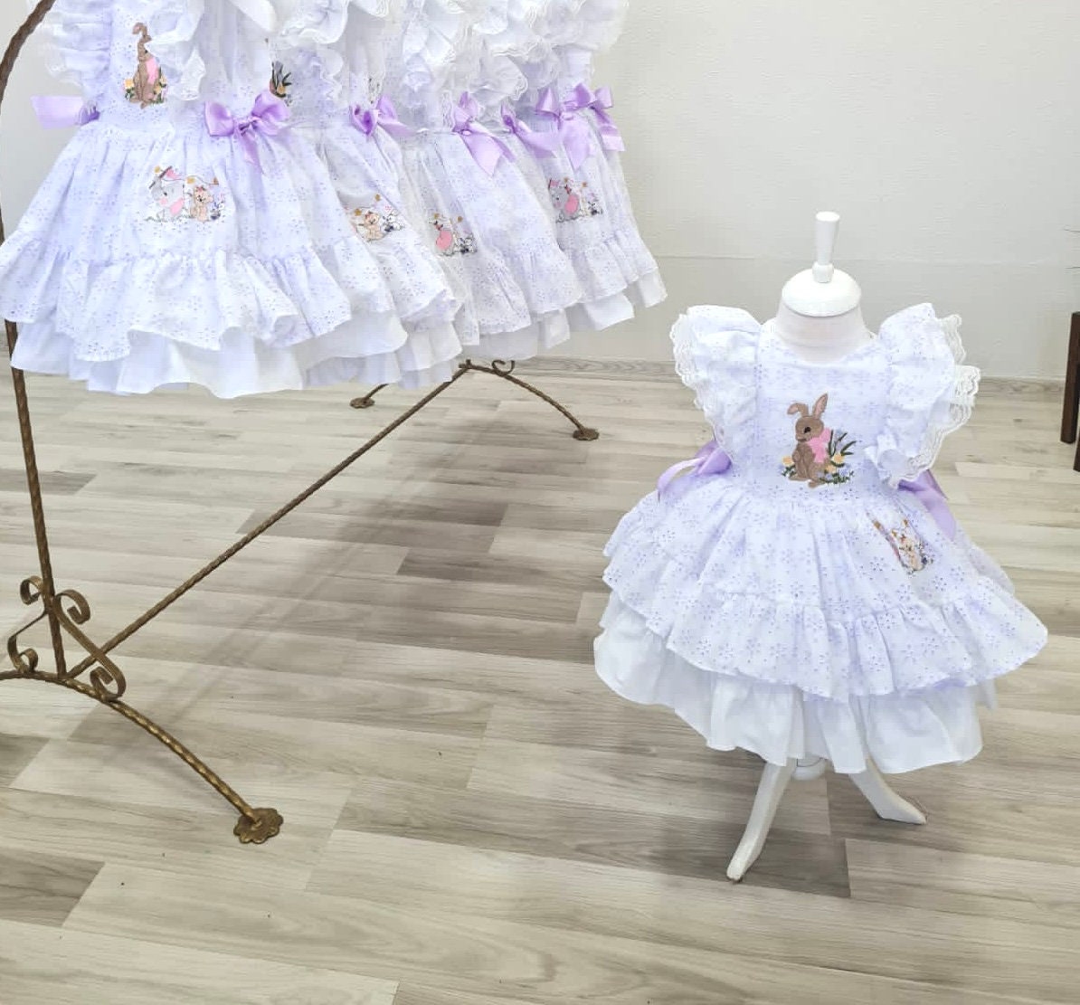 Girl Easter Dress Baby Girls Kids Bunny Embroidery Easter Etsy