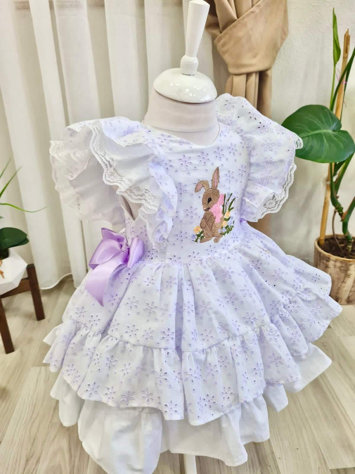 Girl Easter Dress Baby Girls Kids Bunny Embroidery Easter Etsy