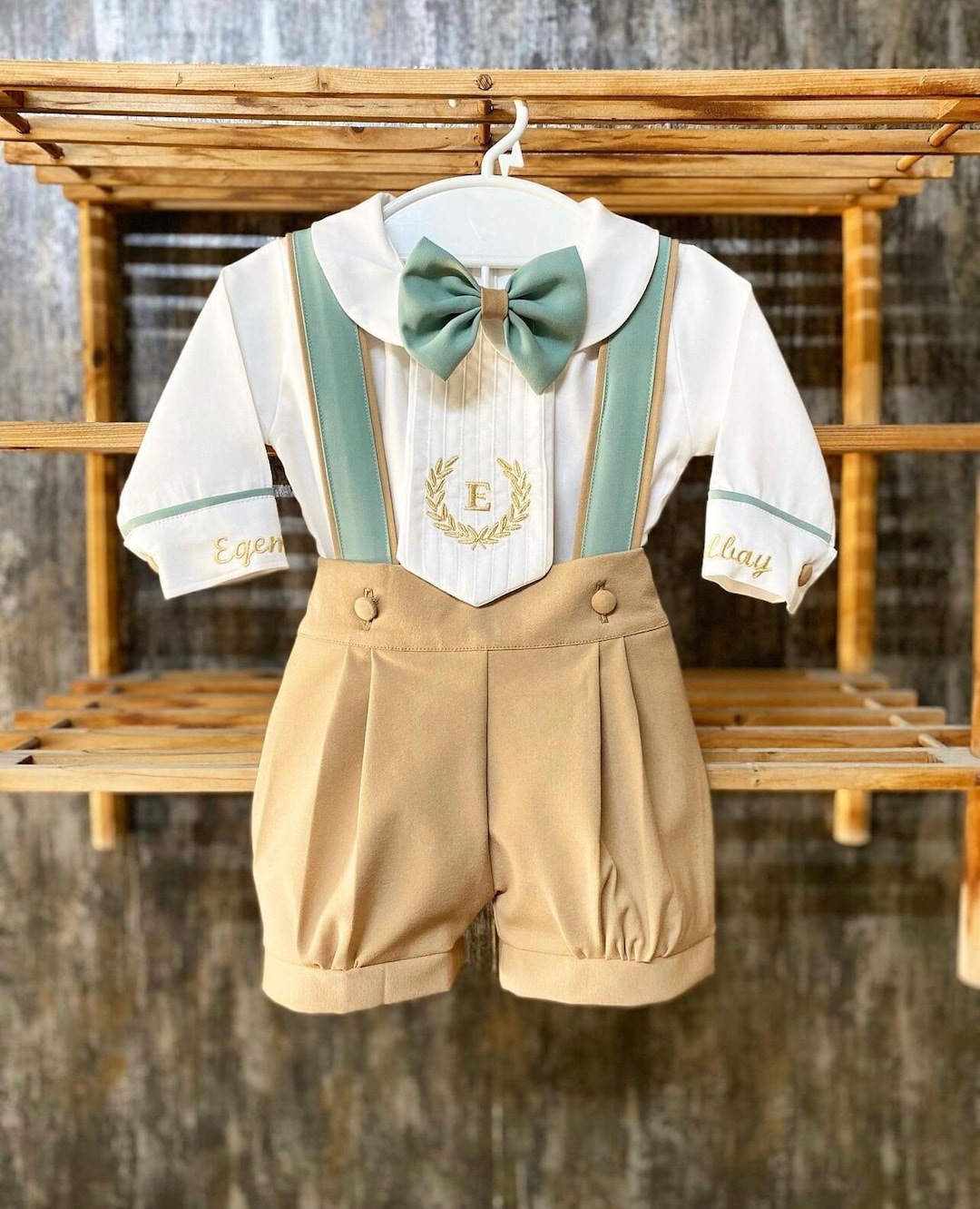 Baby Boy 1st Birthday Outfit Suit Set Short Shirt Bowtie Etsy