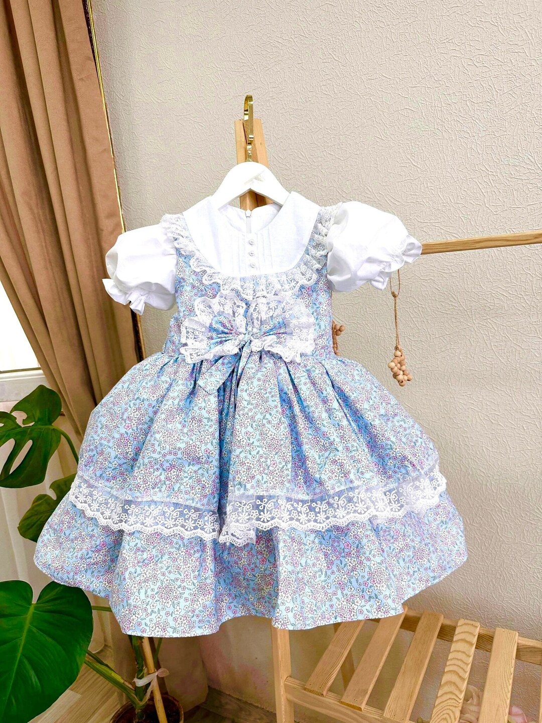Vintage Baby Girl Luxury Dress Girl Floral Retro Style Tea Etsy