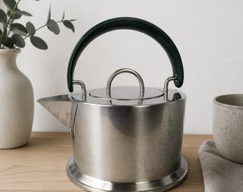 Vintage Bodum Carsten Jørgensen Stainless Steel Teapot | Made in Italy 18/10 | Danish Modern Tea Kettle | Postmodern Kitchen Decor