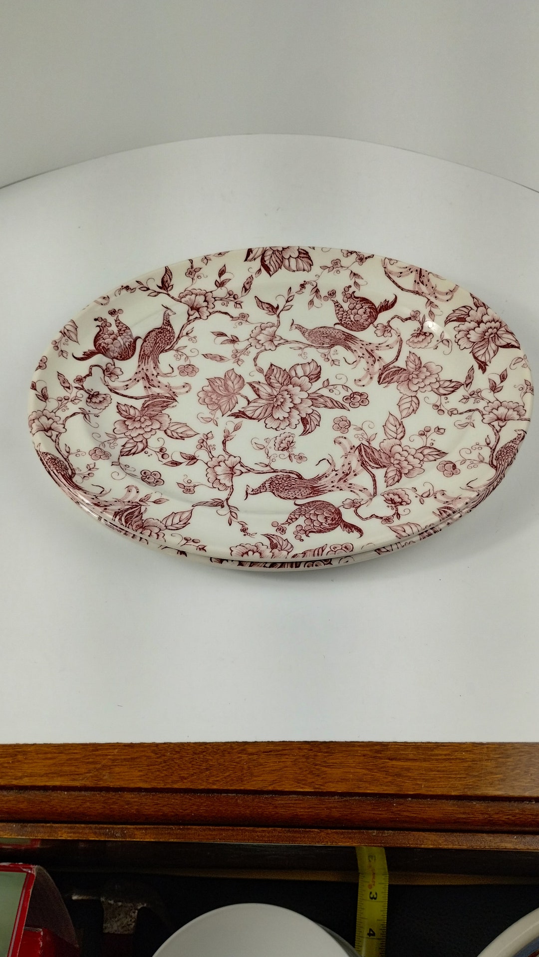 Set of 2 Ravensdale Pottery Red Transferware Neat Oval Platter Etsy