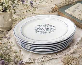 Vintage Avondale Covington Stoneware Plates - Blue Floral Set of 4