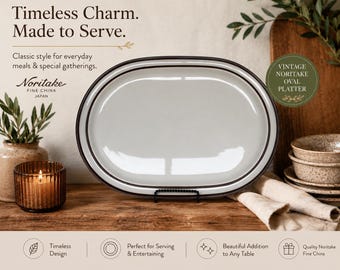 Vintage Noritake Oval Serving Platter – Classic Minimalist Style | Discontinued | Made in Japan