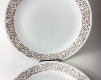 Vintage Woodland Floral Dinner Plates | Mid-Century Modern, Set of 4