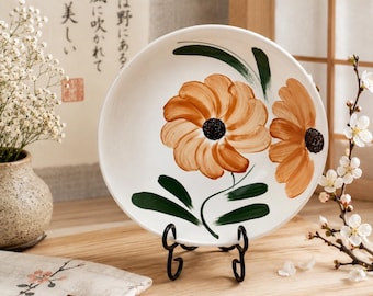 Souritsu Akechi Japan Handpainted Floral & Leaves Large Oversized Serving pasta Bowl
