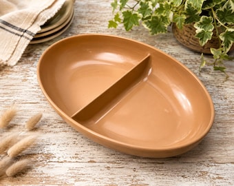 Vintage 1940s Lifetime Ware Melamine Divided Serving Dish - Coral Pink