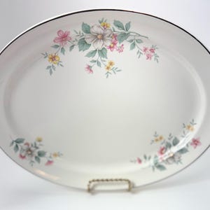 Hall Superior Quality Dinnerware &quot;Springtime Pattern&quot; 13 Inch Oval Serving Platter - Vintage China Platter - Floral Ceramic Serveware