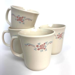 Vintage Corning Ware Corelle English Breakfast Coffee Mugs Tea Cups Set of 4