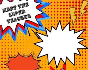 Meet the Teacher - Super Hero/Pop Art Theme - Fillable Template