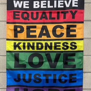 Equality Pride Flag FREE SHIP LGBTQ+ Pride Justice Love Same Sex Marriage Liberal Democrat Woman’s Rights Human Sign Poster 3x5&#39; Single
