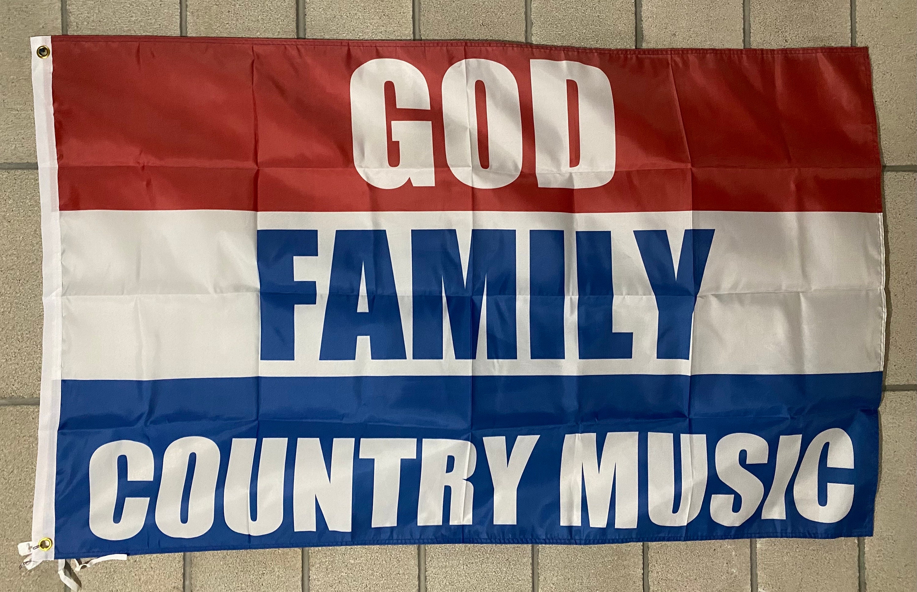 God Family Country Music Flag FREE SHIP Values Religion Songs Concert Radio Sing Man Cave America Beer Sign Poster Usa 3x5' Single Side