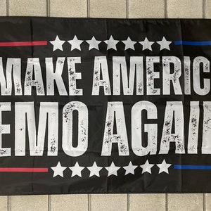Make America Emo Again Flag FREE SHIP Black Goth Music Scream Emotional Heavy Metal Dark Slipknot Booze usa Sign Poster 3x5&#39; Single Side