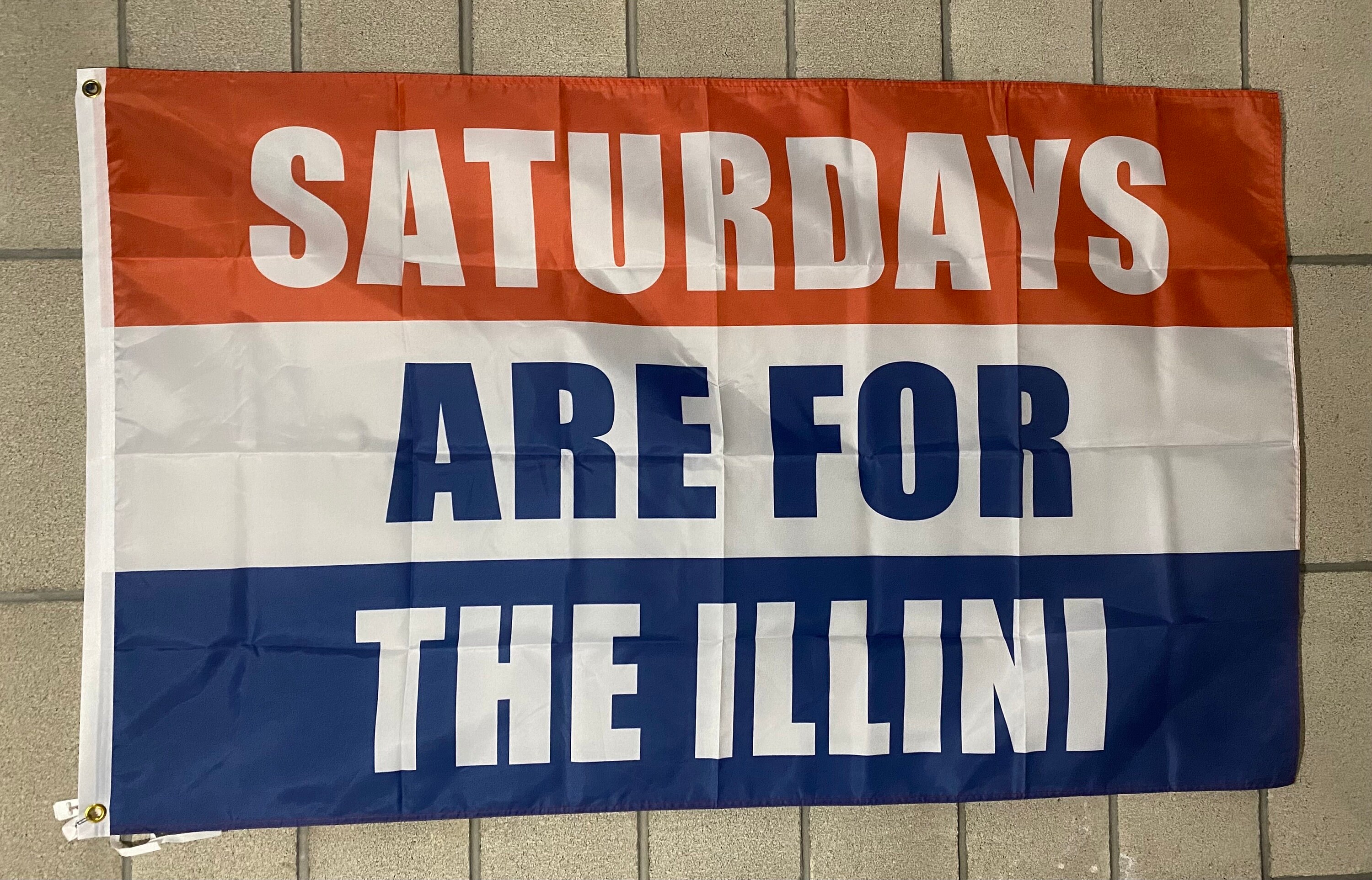 ORANGE Illinois Fighting Illini Chief Flag 3x5 feet NEW grommets - banner  Bar Decor Man Cave