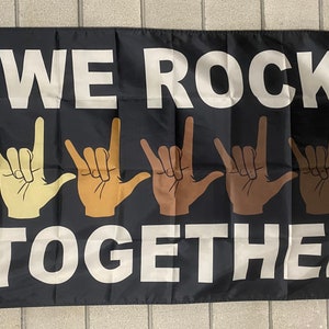 Equality Flag FREE SHIP We Rock Together LGBTQ+ Pride Justice Love Same Sex Marriage Black Lives Matter Sign Poster 3x5&#39; Single