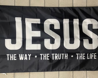 Jesus Flag FREE SHIP The Way The Truth The Life Freedom Peace Prayer Savior Faith Lord God Republican Liberal Sign Poster Usa 3x5' Single