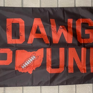 Cleveland Browns Dawg Pound Bandera de fútbol ENVÍO GRATIS Domingos Tailgate Beer Ohio Super Bowl NFL Playoffs Win Sign Poster Usa 3x5' Single Side
