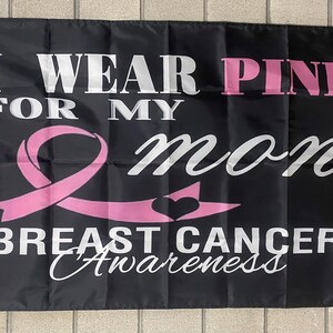 Bandera de concientización sobre el cáncer de mama ENVÍO GRATIS Rosa Save The Tatas Fight To Survive Support Moms Cure Cancer Chemo Sign Poster maga Usa 3x5' Single