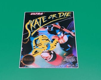 Skate or Die NES Sticker – Retro 80s Skateboarding Video Game Art for Classic Gamers