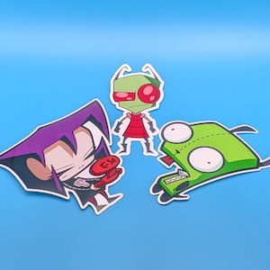 Invader Zim Sticker | Gir, Zim, Dib, Gaz | 2000s Nickelodeon Cartoon, Goth Alien Sci-Fi, Retro Nostalgia Stickers