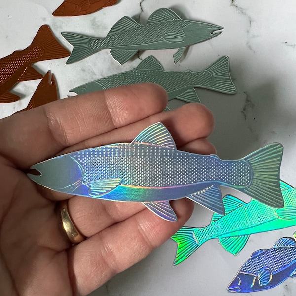 Fish paper die cuts, set of 4 fish, paper crafts, for card making or scrapbooking, foil cardstock, fish die cut, handmade