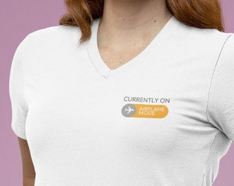 Airplane Mode V-Neck Shirt, iPhone Airplane Shirt, Travel Shirt, Adventurer Gift, Gift for Traveler , Airplane Mode, Vacation Shirt