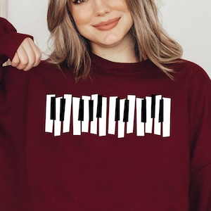 Piano Keys Sweatshirt, Music Lover Crewneck, Pianist Hoodie