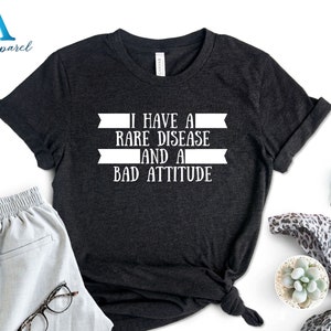 I Have A Rare Disease And A Bad Attitude Shirt, Rare Disease Awareness, Rare Chronic Illness, Rare Disease Day, Zebra Ribbon Shirt
