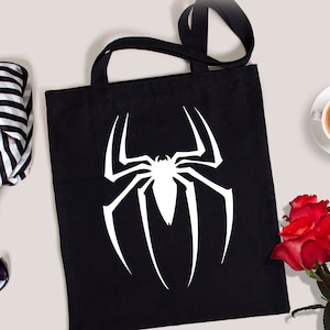 Spider Tote Bag, Canvas Tote Bag, Halloween Tote Bag, Reusable Tote Bag, Holiday Bag, Spider Bag, Cotton Tote, Gift Tote Bag, Halloween Tote