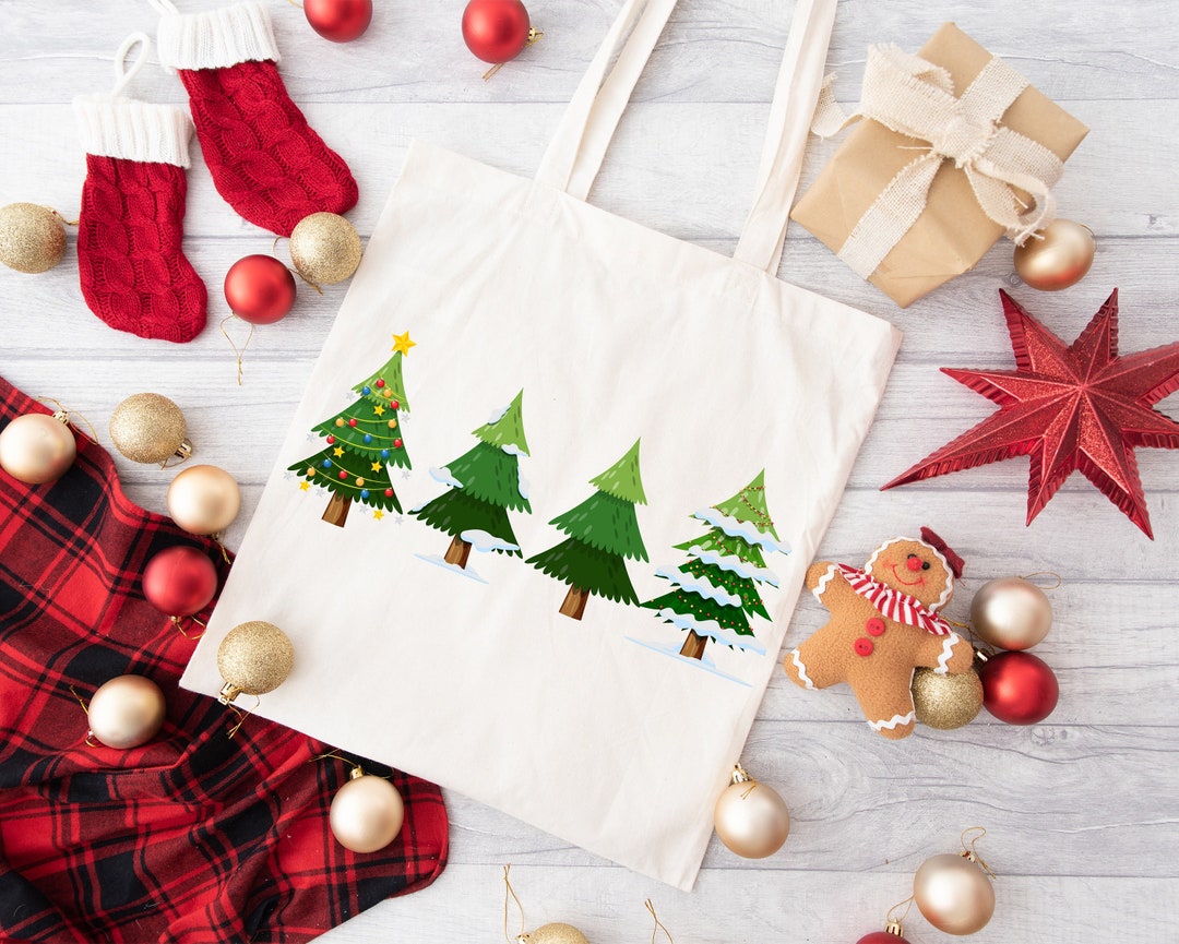 Christmas Tree Tote Bag, Christmas Gift Bag, Christmas Shopping Tote