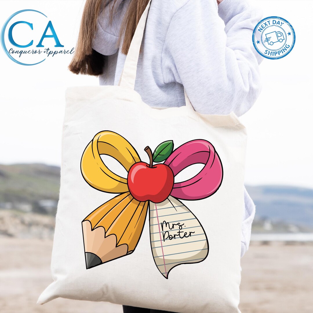 Personalized Teacher Tote Bag, Custom Pencil Design, Appreciation Gift ...