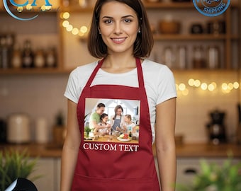 Personalized Photo Apron – Custom Chef Gift, Adjustable Kitchen Accessory