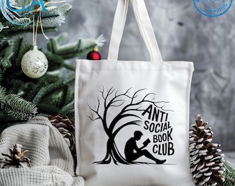 Anti Social Book Club Tote Bag, Bookish Gift for Readers