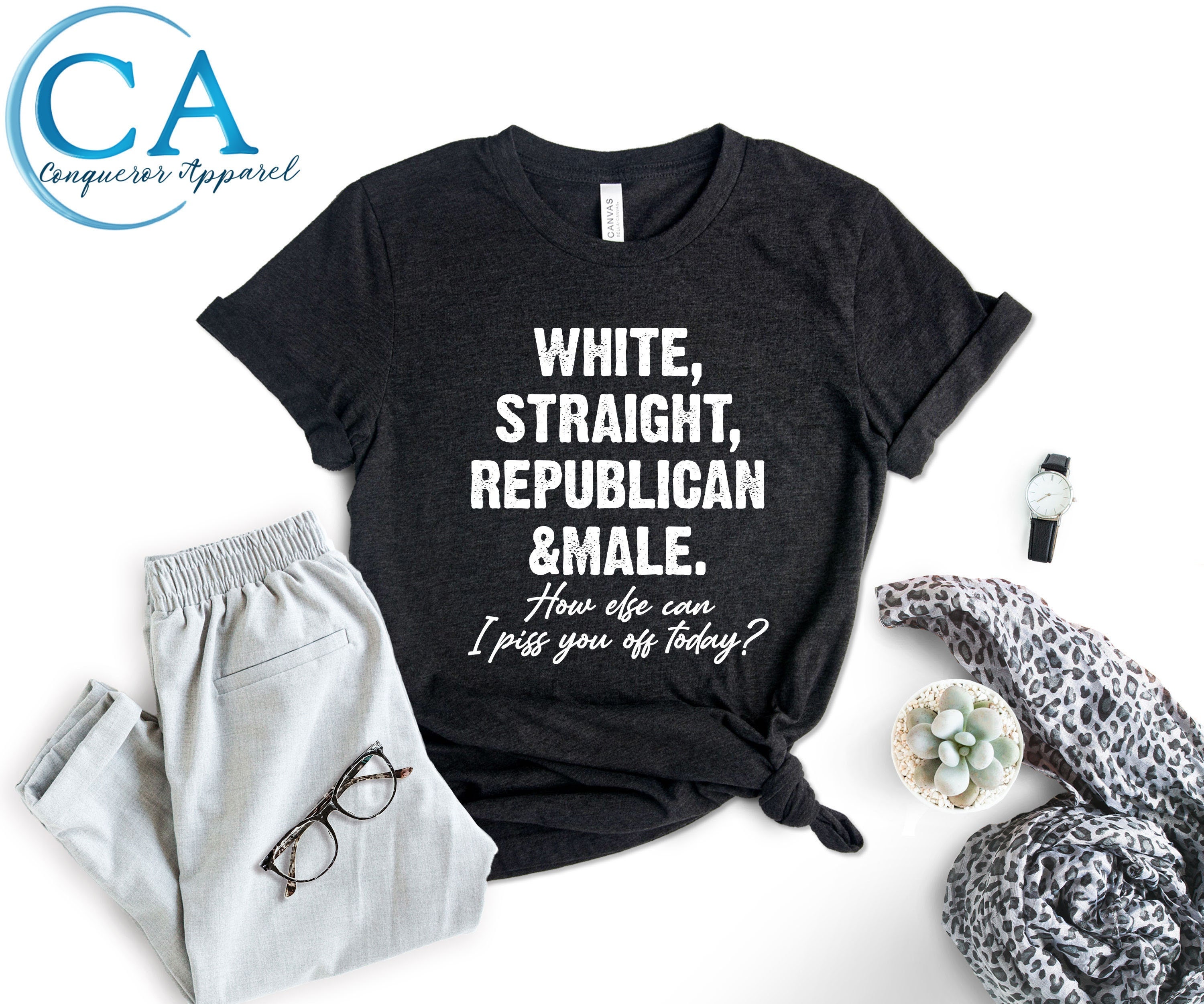 T-shirt républicain et masculin hétéro blanc, chemise patriotique sarcastique chemise patriotique pour hommes, chemise patriotique drôle, sarcastique, cadeau pour lui