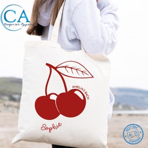 Cherry Name Tote Bag - Personalized Bridesmaid Gift - Fresh Off the Market Tote - Trendy Cherry Bachelorette Bag - Aesthetic Bridal Party