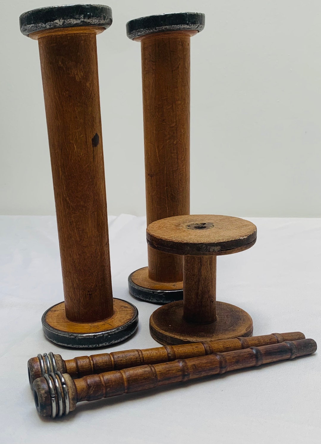 Set of 5 Vintage Industrial Thread Spools and Bobbins Amazing Etsy