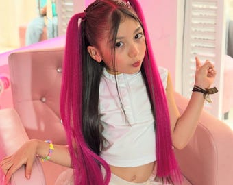 KPOP “Mira” Double Ponytail Set – With Front Braids &  Gold Accessories