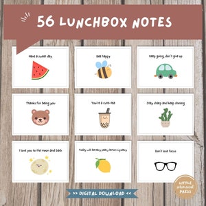 Druckbare süße Brotdose Notizen für Kinder | Positive motivierende Lunchbox Notizen | Ermutigende Schulnotiz zum Ausdrucken
