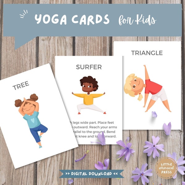 Kids Yoga Cards Printable | Yoga Poses Flashcards for Kids | Mindfulness Cards