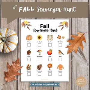 Búsqueda del tesoro de otoño para niños imprimible / Juegos divertidos de Acción de Gracias para niños / Búsqueda del tesoro en interiores / Juego de fiesta de otoño imprimible / Actividad preescolar