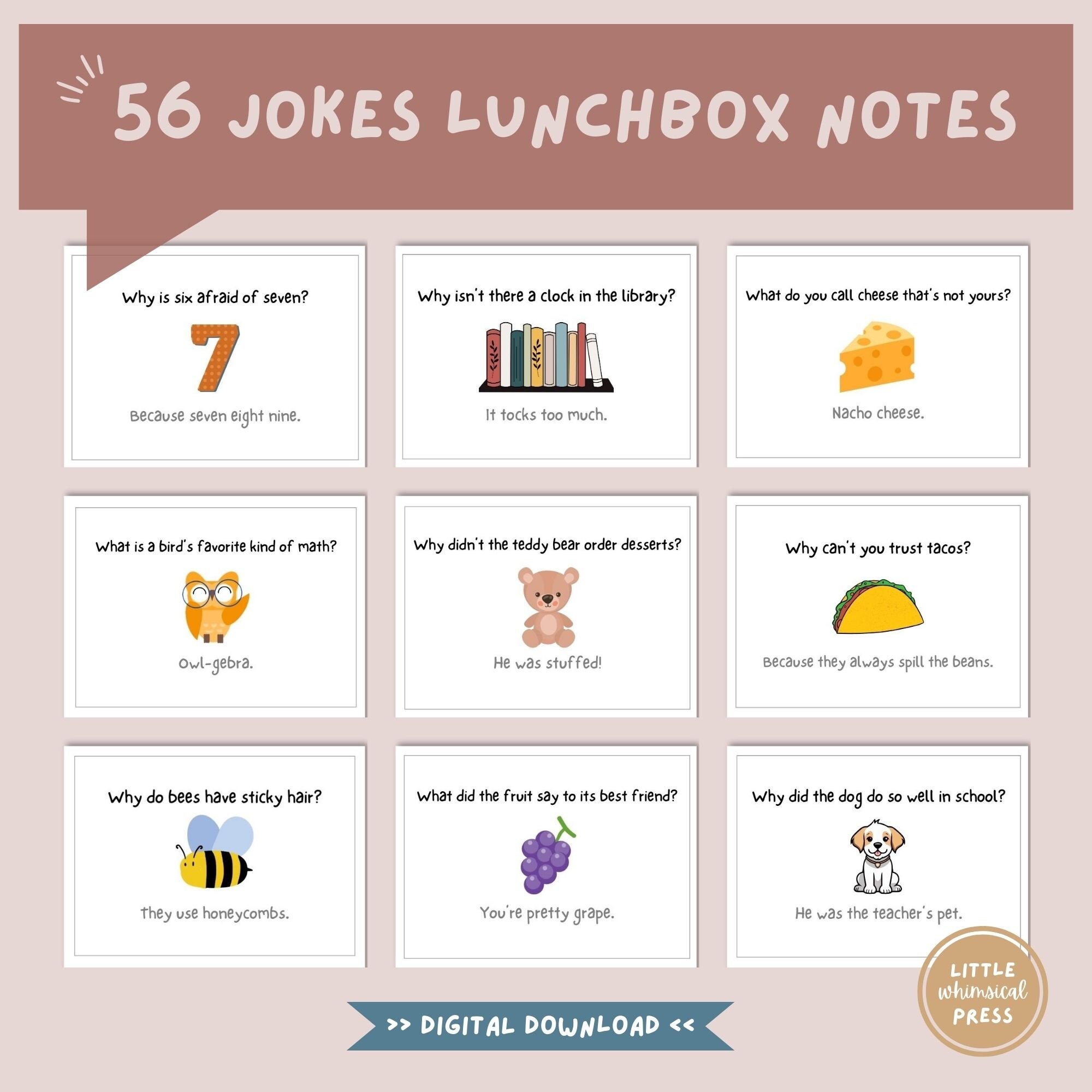Lunch Box Riddles Pdf Printable Funny Lunch Box Notes for Kids | Jokes and Riddles for Kids ...