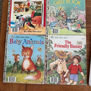Vintage Little Golden Book, Little Golden Book, children&#39;s book, picture book, vintage book, animals, baby animals, farm animals, bunny,
