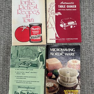 Vintage Paperback Recipe Cookbook, vintage kitchen, vintage cookbook, Hunts, Nordic Ware, microwave, vintage recipe booklet, vintage