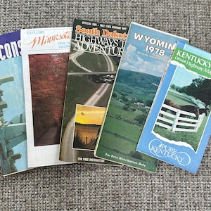 Carte vintage, Kentucky, Wisconsin, Minnesota, Wisconsin, Wyoming, carte ancienne, carte routière vintage, voyage, carte routière,