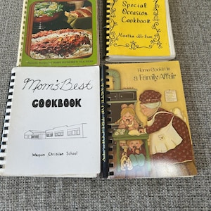 Vintage Spiral Cookbook, vintage spiral bound cookbook, vintage kitchen, baking, cooking, Iowa, Tennessee, church cookbook, school, recipes